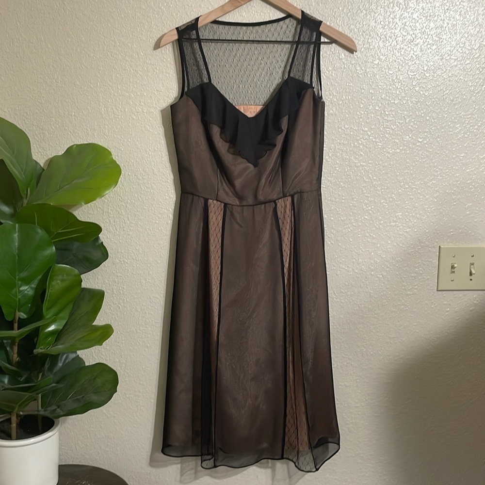 A.B.S. By Allen Schwartz nude and sheer midi dress